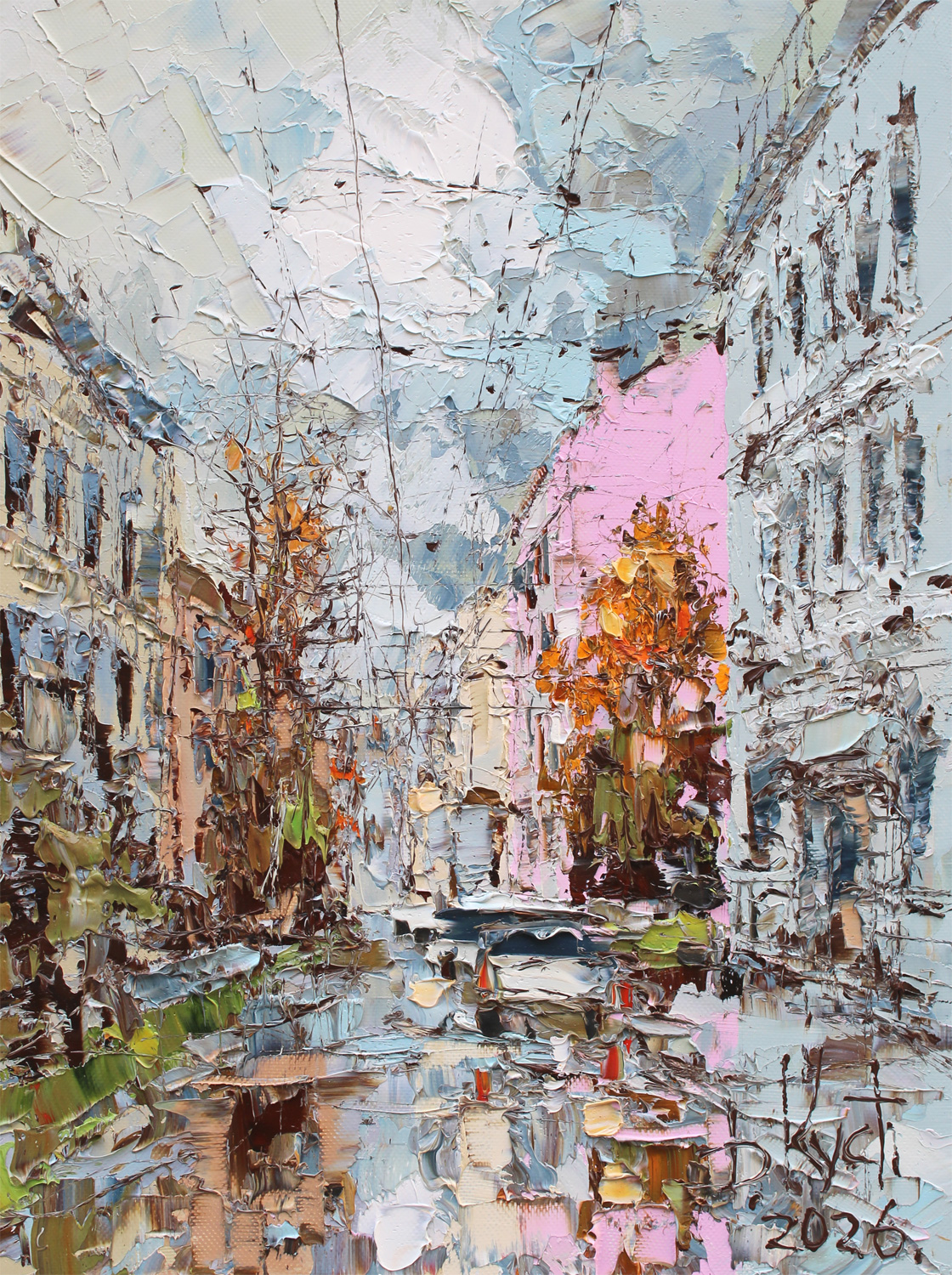Картина «The Pink House and Autumn» художника Дмитрия Кустановича